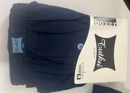 Size 3XL Men's Combed Cotton Buttoned Boxer Navy Blue 3