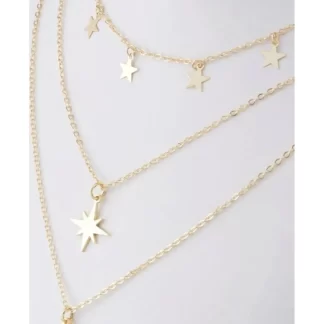 Gold Colored Crescent Star Necklace 4