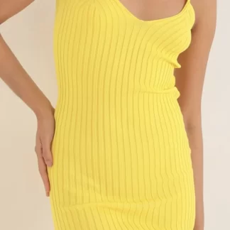 فستان متماسك باللون الأصفر