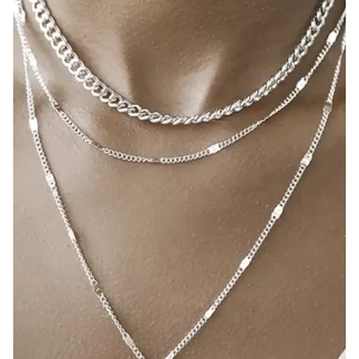 Silver colored 3 layer necklace