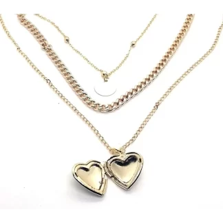 Triple Necklace with heart-shaped cap