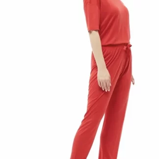 Красный пижамный комплект с короткими рукавами