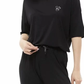 Черный пижамный комплект с короткими рукавами