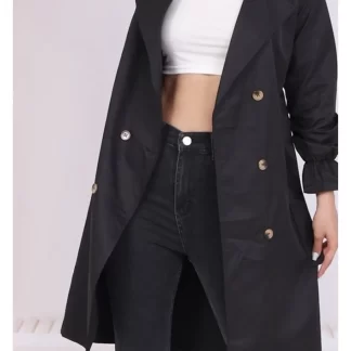 Double-breasted Black Trench Coat