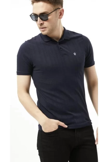 Мужская футболка темно-синего цвета в полоску 1