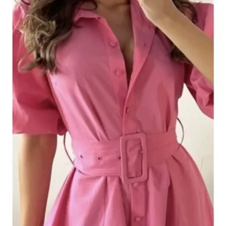 Розовое платье-рубашка1