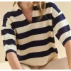Oversize Polo Neck Striped Knitwear Sweater 2
