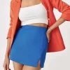 Saks Blue Slit Mini Skirt 2