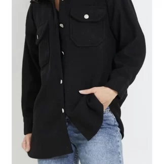 Gömlek Model Siyah Kaşe Kadın Ceket