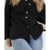Gömlek Model Siyah Kaşe Kadın Ceket 6