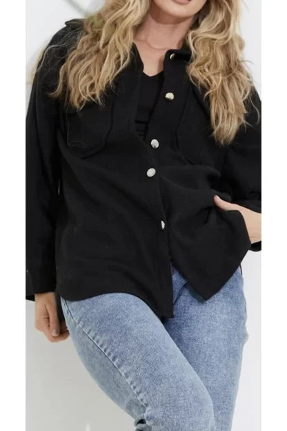 Gömlek Model Siyah Kaşe Kadın Ceket 6