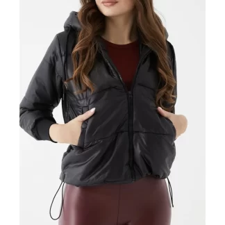 Hooded Black Colored Puffer Jacket
