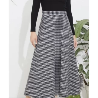 Houndstooth Pattern Long Skirt
