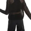 Ажурный детальный женский свитер из трикотажа 4