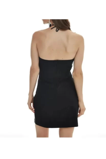Мини-платье без бретелек черное 3