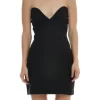 Mini Black Strapless Dress models with Deep Chest Cleavage 5