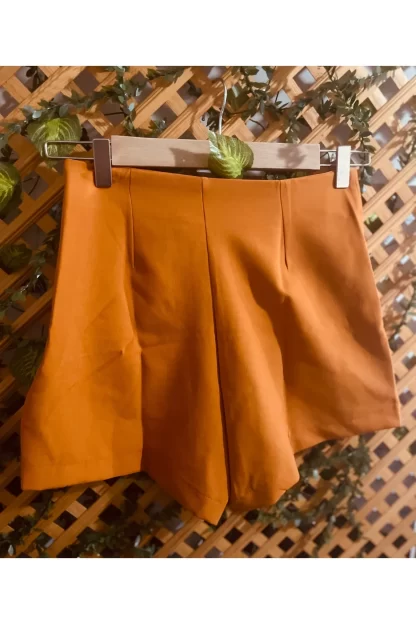 Мини-шорты-юбка кирпичного цвета 3