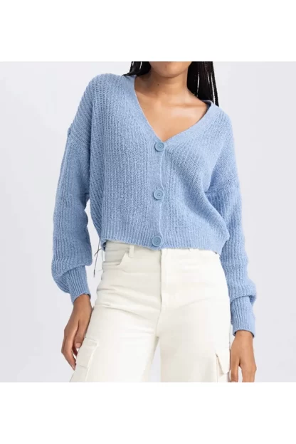 Blue knitwear short cardigan 3