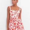 Floral patterned strapless mini dress 5