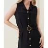 Черное мини-платье с рубашечным воротником 5