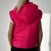 Fuchsia Pink Hooded Puffer Vest 2