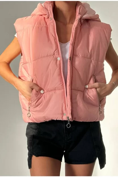 Hooded powder pink vest 3