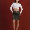 Brown Faux Leather Mini Skirt 4