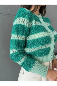 Mint and Petrol Green Knitted Cardigan