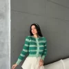 Knitted Green Cardigan models 3