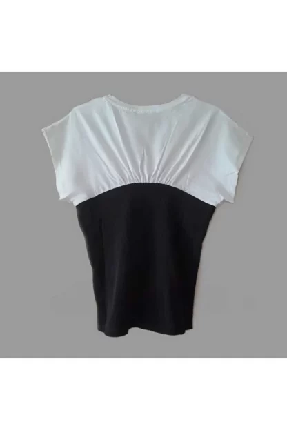 Siyah Beyaz Çift Renkli Penye Tişört 2