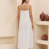 Белое льняное платье на бретелях 2