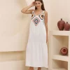 Thin strap white dress, linen 3