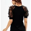 V-neck black tulle blouse models 2