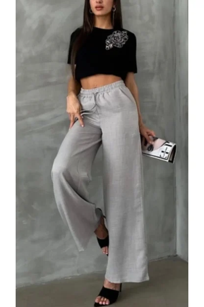 Gray fabric trousers 4