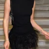 Black Zero Sleeve Tulle Detailed Dress